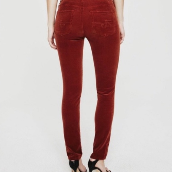 AG - Adriano Goldschmed Maroon Corduroy 'The Legging Super Skinny' Mid-Rise Pant - Picture 2 of 16